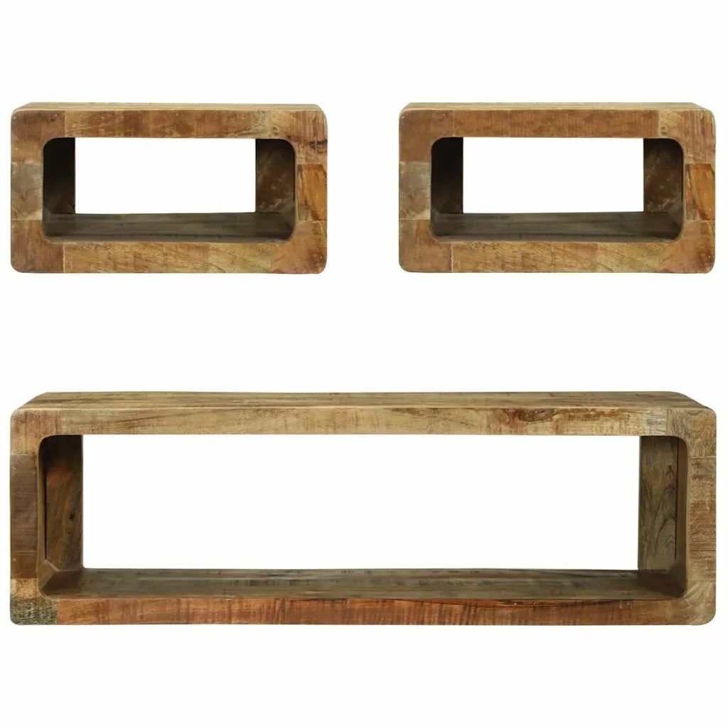 Set di Mobili TV 3 pz-Set di 3 Credenza per TV Marrone Legno massello di mango