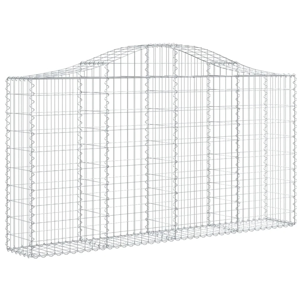 Cestini gabbioni recinzione a gabbia muro di contenimento ad arco 3 pezzi 200 x 30 x 100/120 cm ferro zincato argento 02_0040727