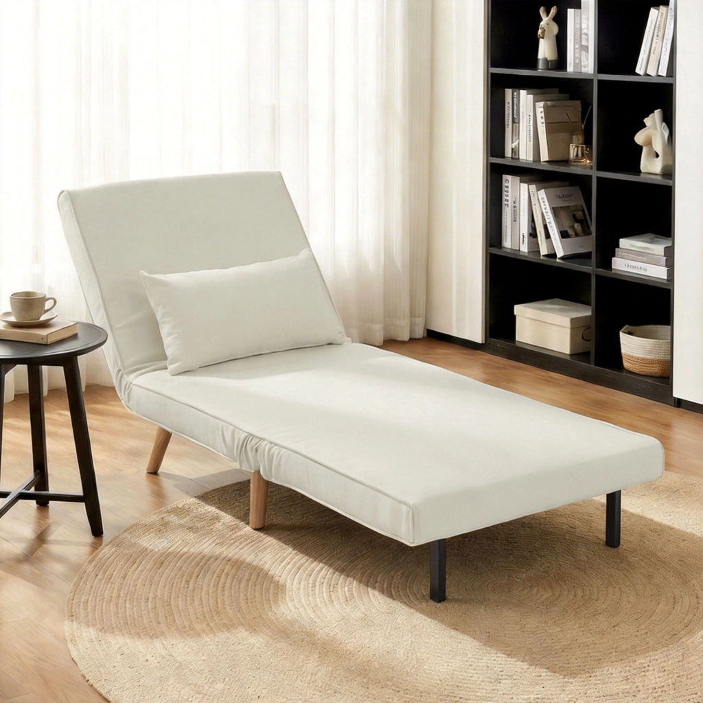 Poltrona letto convertibile 3 in 1 con cuscino ¨C Xylo ¨C tessuto crema schienale 5 posizioni