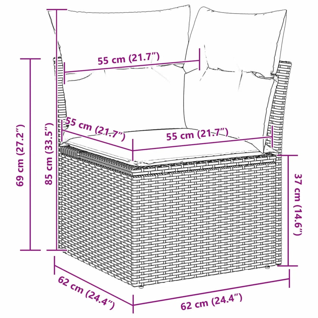 Set Divano da Giardino con cuscino 10 pcs Nero polyrattan 3345536