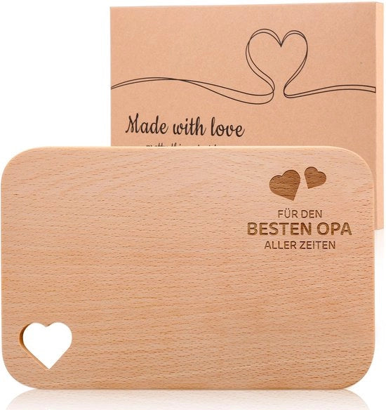 Ideale regalo per nonno con incisione "Per il nonno più amato di sempre" - mensole da colazione in legno come regalo di Natale - cuore a forma di anello