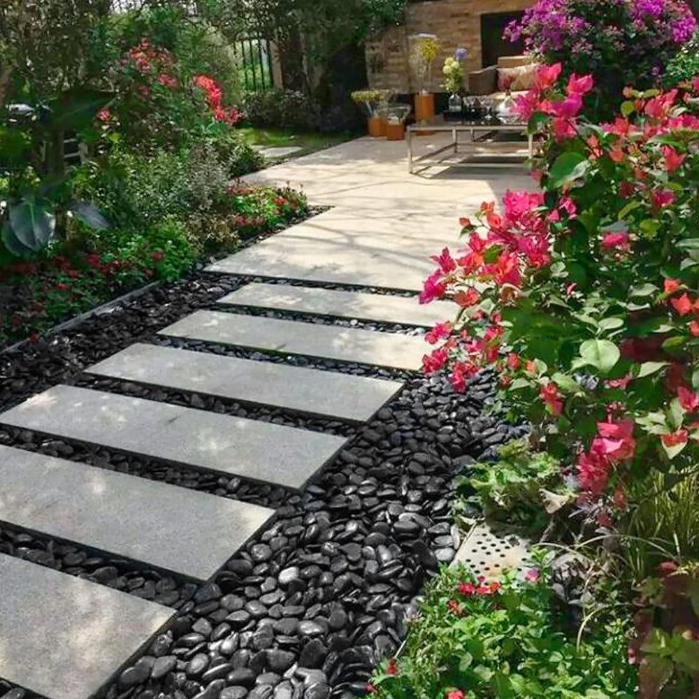 Ciottoli nero ebano pietre naturali decorativi giardini aiuole vasi *** misura 40/60, formato 5 kg, confezione 1