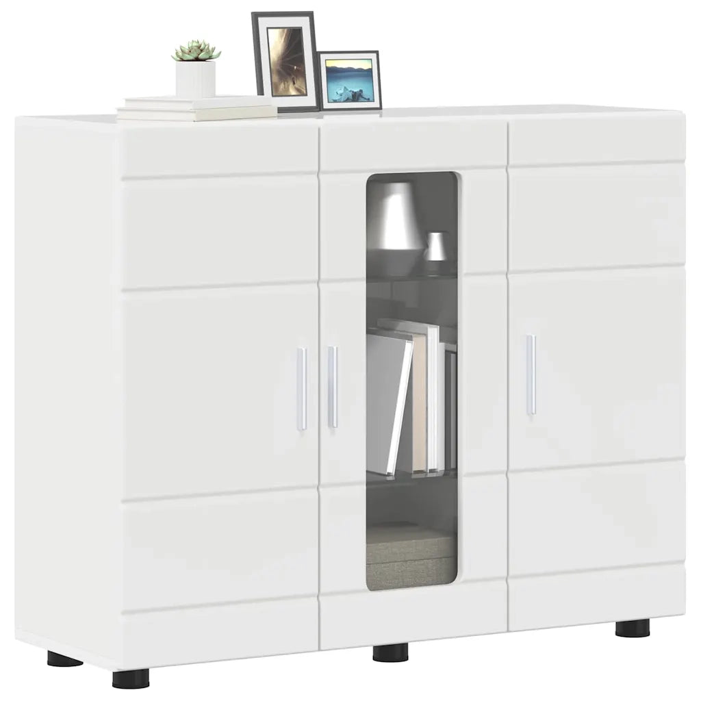 Credenza-Buffet-Armadio da cucina Bianco lucido 55,5 x 29 x 100 cm Legno multistrato