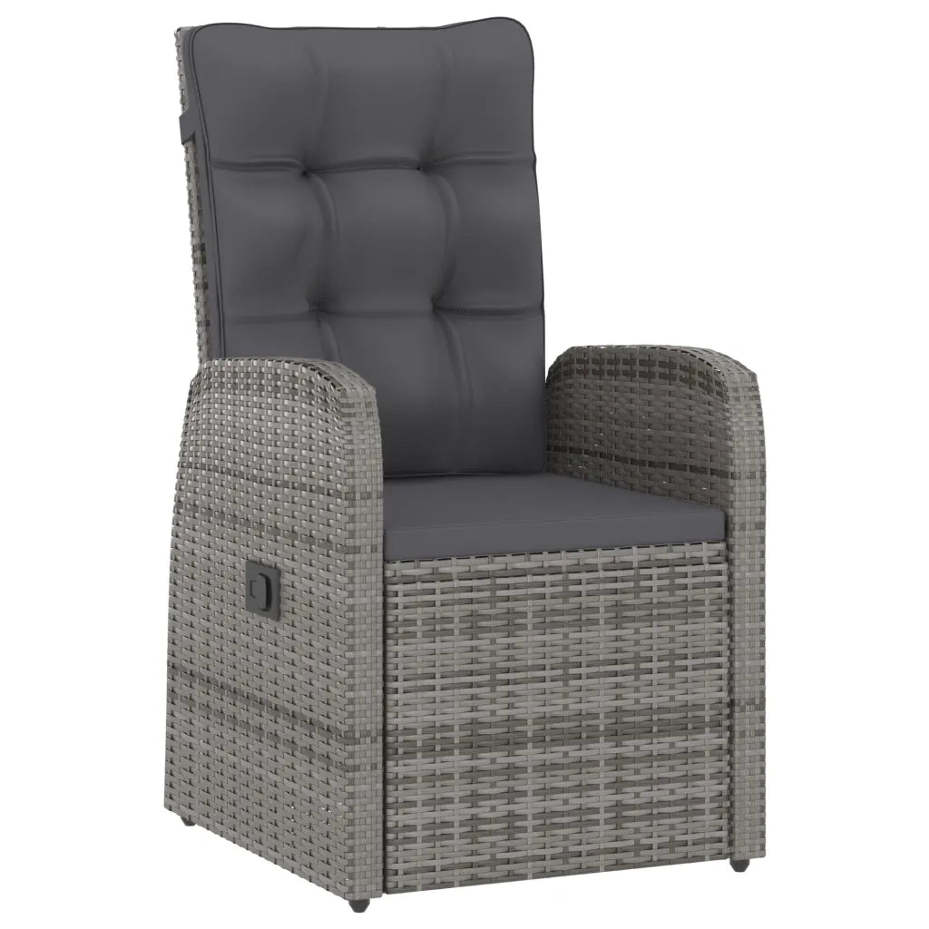 Set da Pranzo da Giardino 11 pz con Cuscini Polyrattan Grigio 3059348