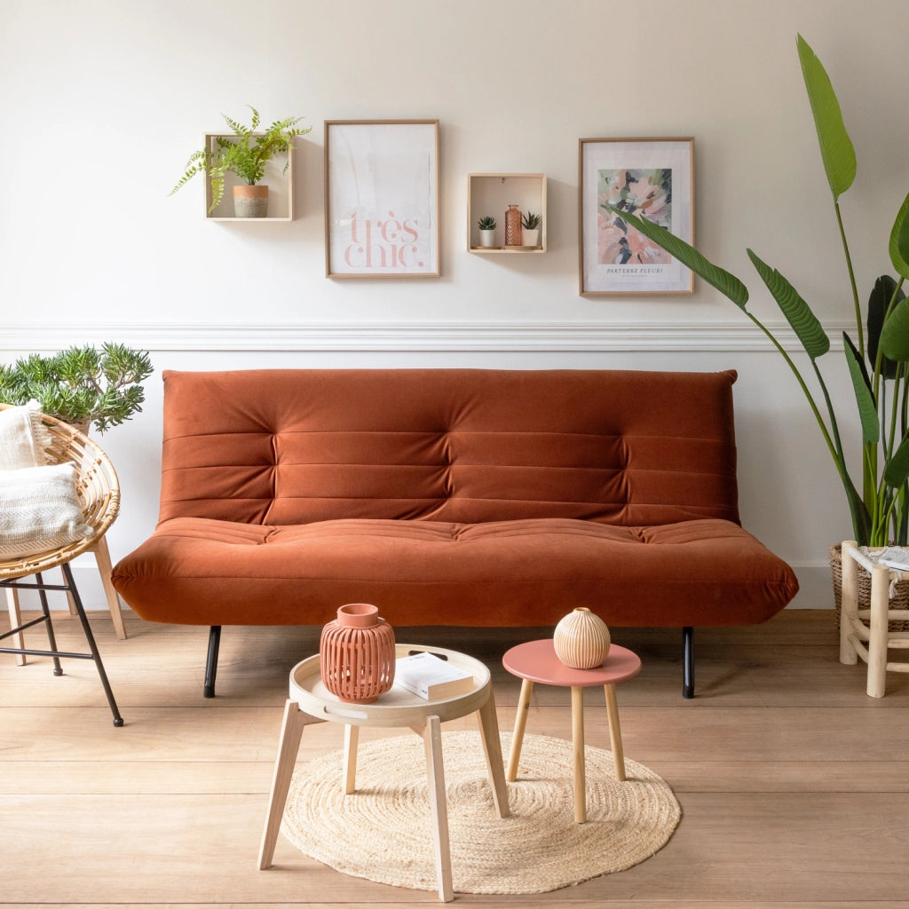 ANATOLEDivano letto a 3 posti in velluto terracotta