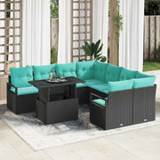 Set Divano da Giardino con cuscino 9 pcs Nero e Blu polyrattan 3348802