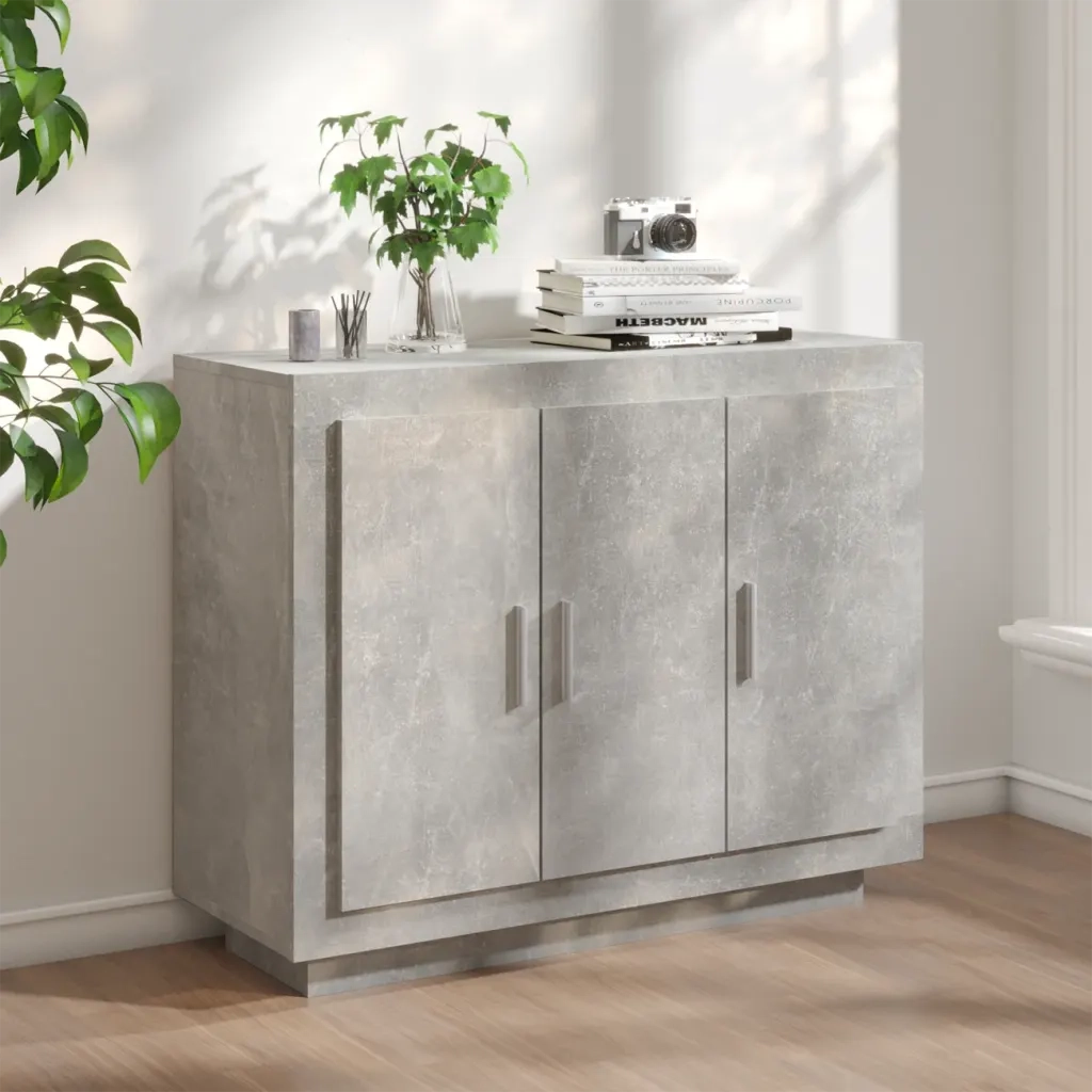 Credenza | Madia | Buffet da pranzo | Armadio da pranzo Grigio Cemento 92x35x75 cm in Legno Multistrato