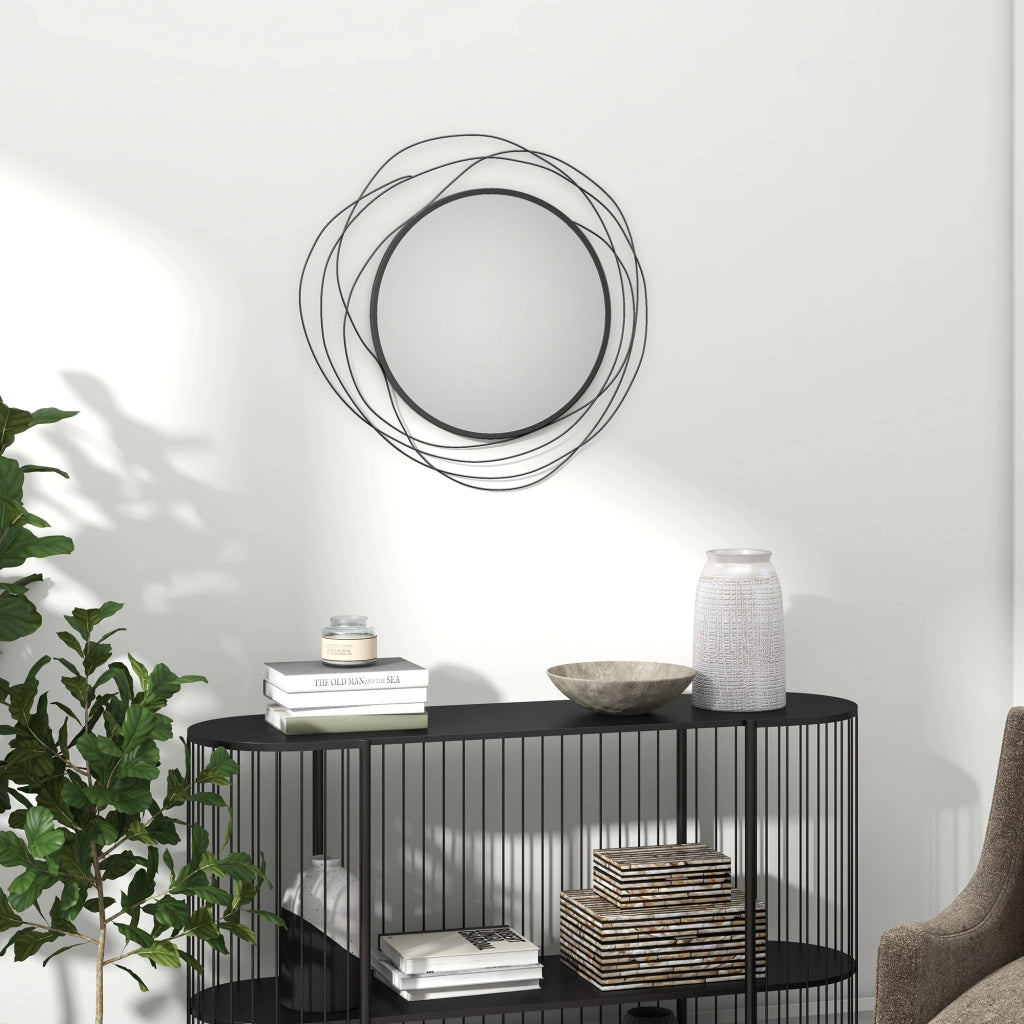 Specchio rotondo in metallo ¨C Xylo ¨C nero ¦µ65 cm stile moderno