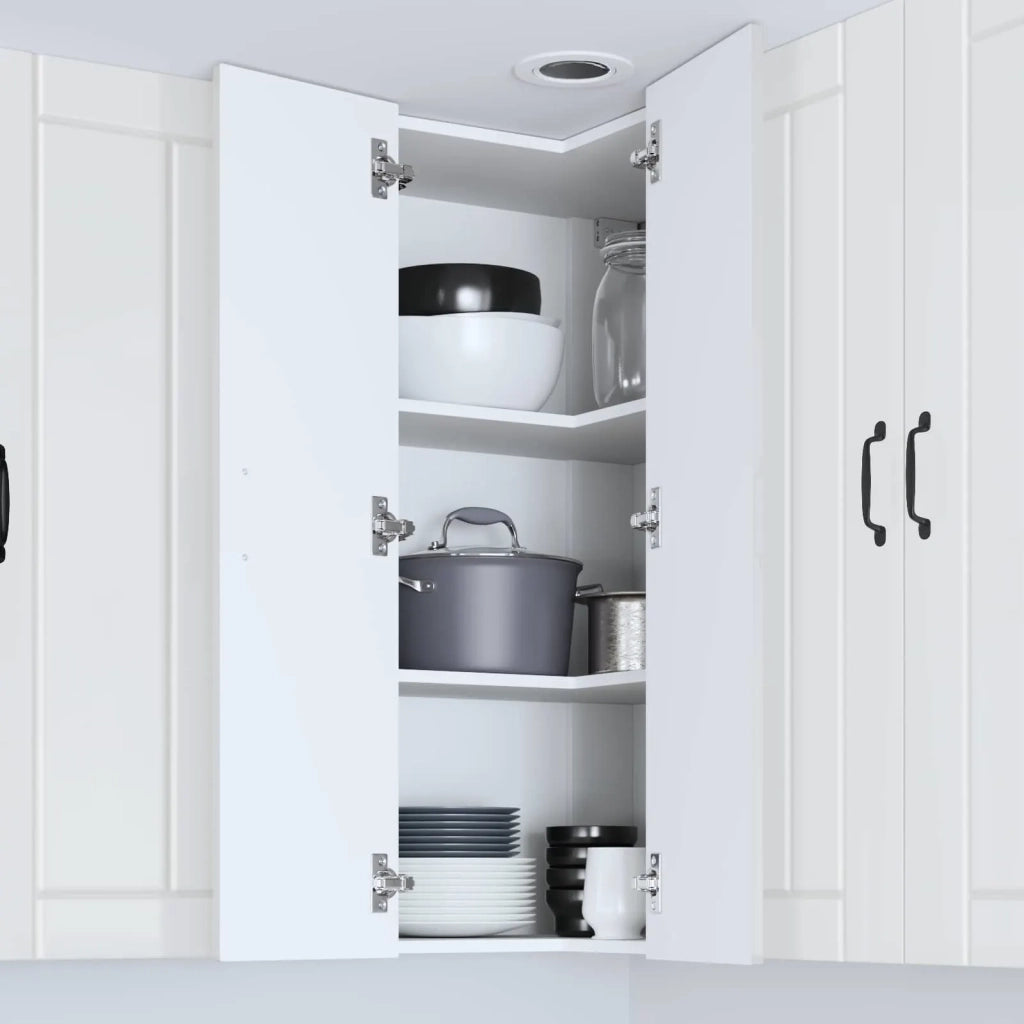 Pensile da cucina | Mobile angolare per parete LUCCA Bianco Lucido 57 x 57 x 100 cm