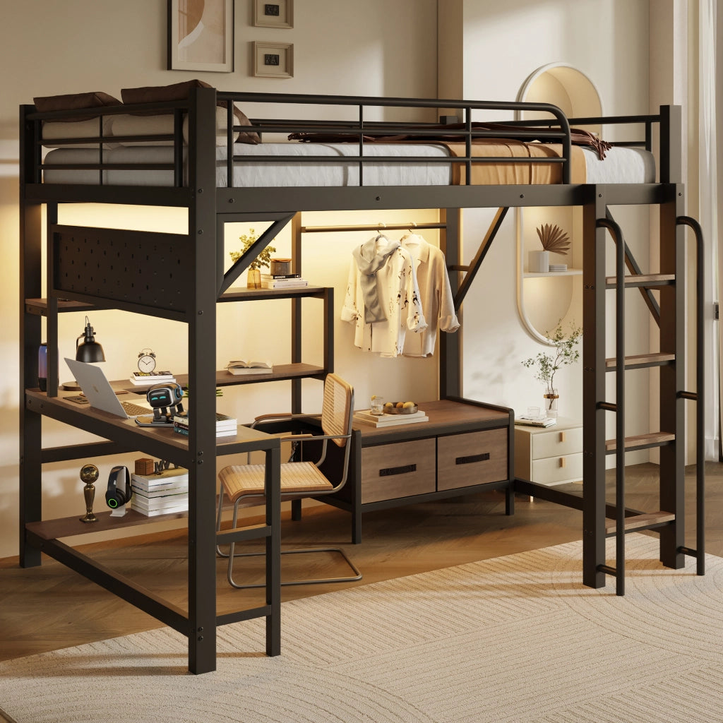 letto a castello mdf metallo nero 140 x 200 cm