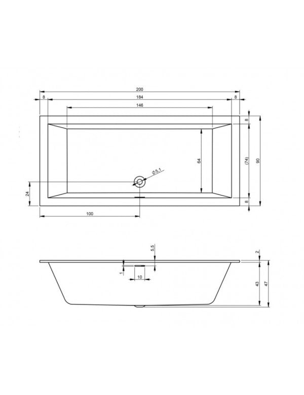RIHO RETHINK CUBIC Vasca da bagno Plug&Play sinistra 200x90 cm