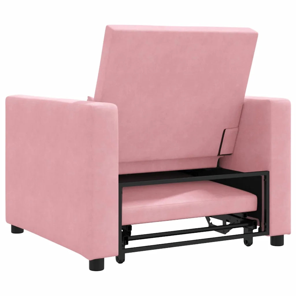 Divano letto | Sof¨¤ letto | Letto singolo estraibile singolo con ruote Rosa chiaro Velluto