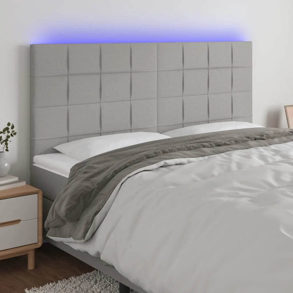 Testiera a LED Grigio Chiaro 160x5x118/128 cm in Tessuto 3122430