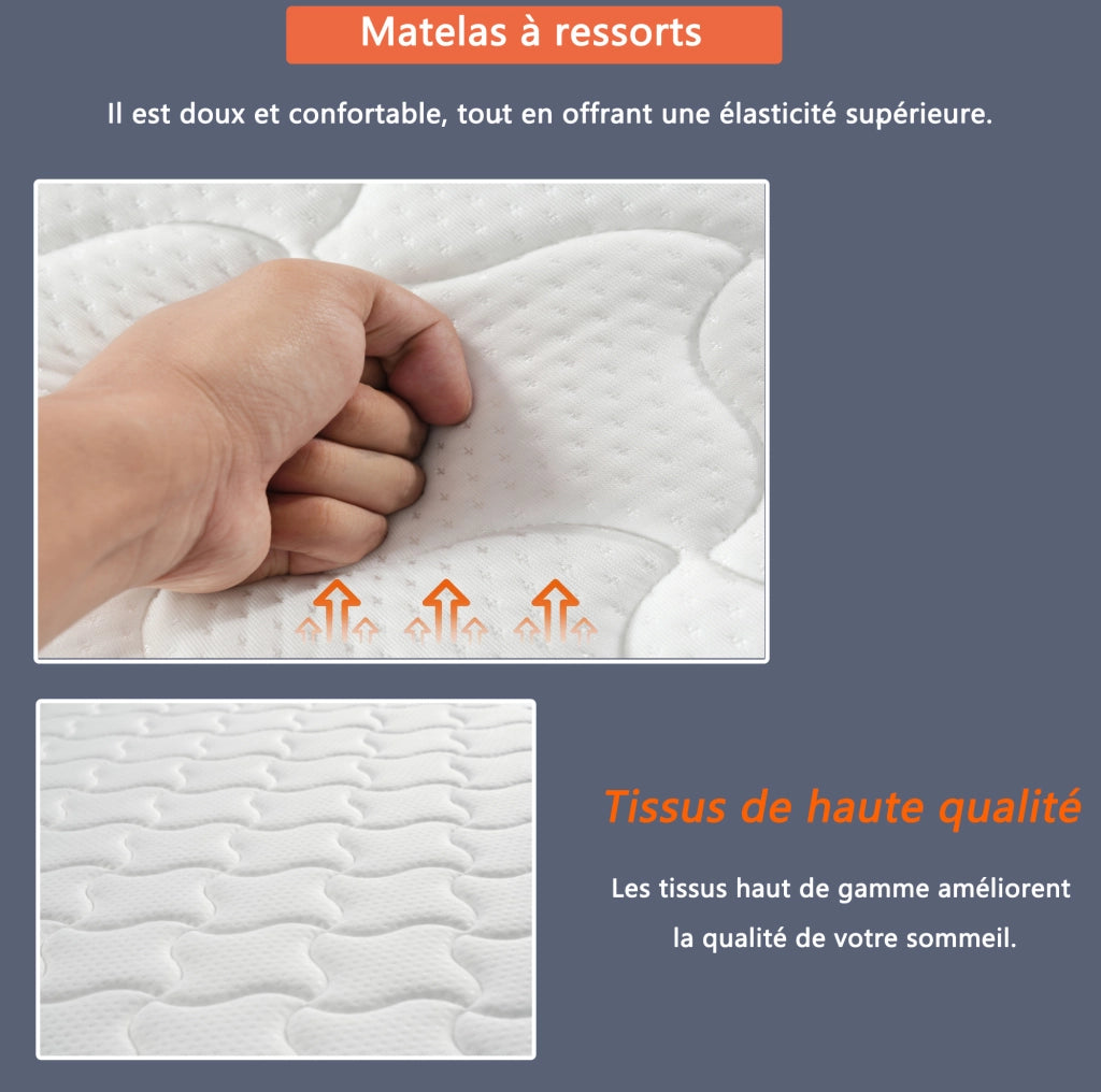 Materasso a molle 90x190 cm; spessore 10 cm; bianco; con design ergonomico e consegna arrotolata