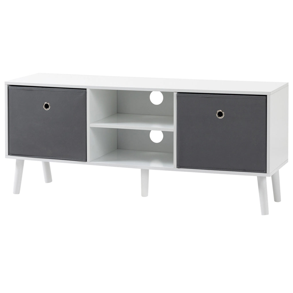 Mobile TV per televisori fino a 50' con 2 cassetti e ripiani aperti ¨C Zephmum ¨C 110x29x46,5 cm Bianco Grigio