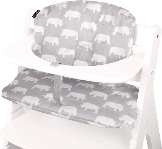 Cuscino seduto 2 in 1 per alta sedia Hauck Alpha e Hauck Beta - rivestito e imbottito - colore grigio naso d'elefante - lavabile in lavatrice