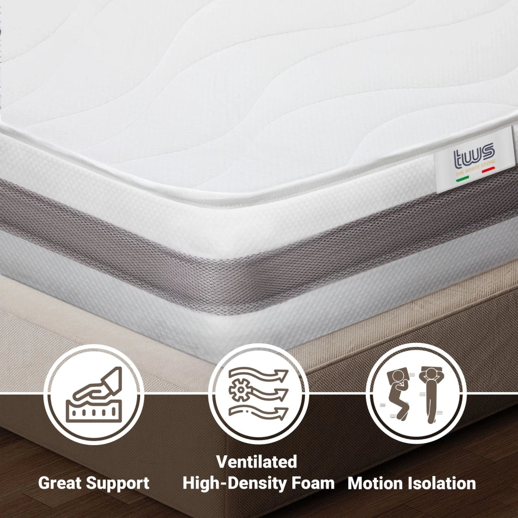 Materasso a molle Insacchettate e Memory singolo 100x200 altezza 20 cm |Medio Rigido , Automodellante, Ortopedico | Rivestimento Anallergico e Traspirante