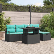 Set Divano da Giardino con cuscino 6 pcs Nero Poly Rattan 3359793