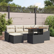 Set da Pranzo per Giardino con cuscino 7 pcs Nero e Crema 3349858