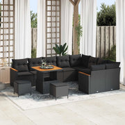 Set Divano da Giardino 12 pcs Nero Rattan in Polipropilene