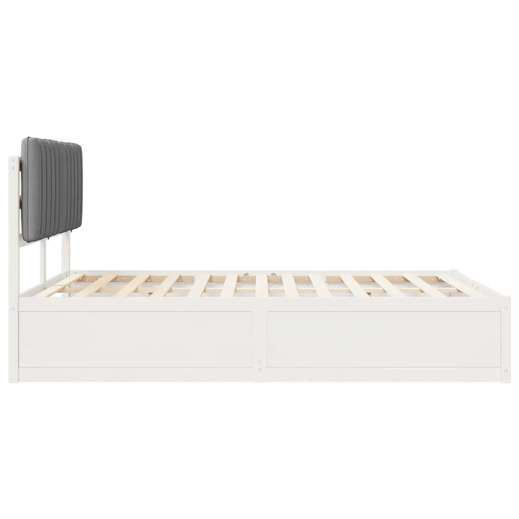 Letto con Testiera Rivestita Grigio chiaro 140 x 190 cm