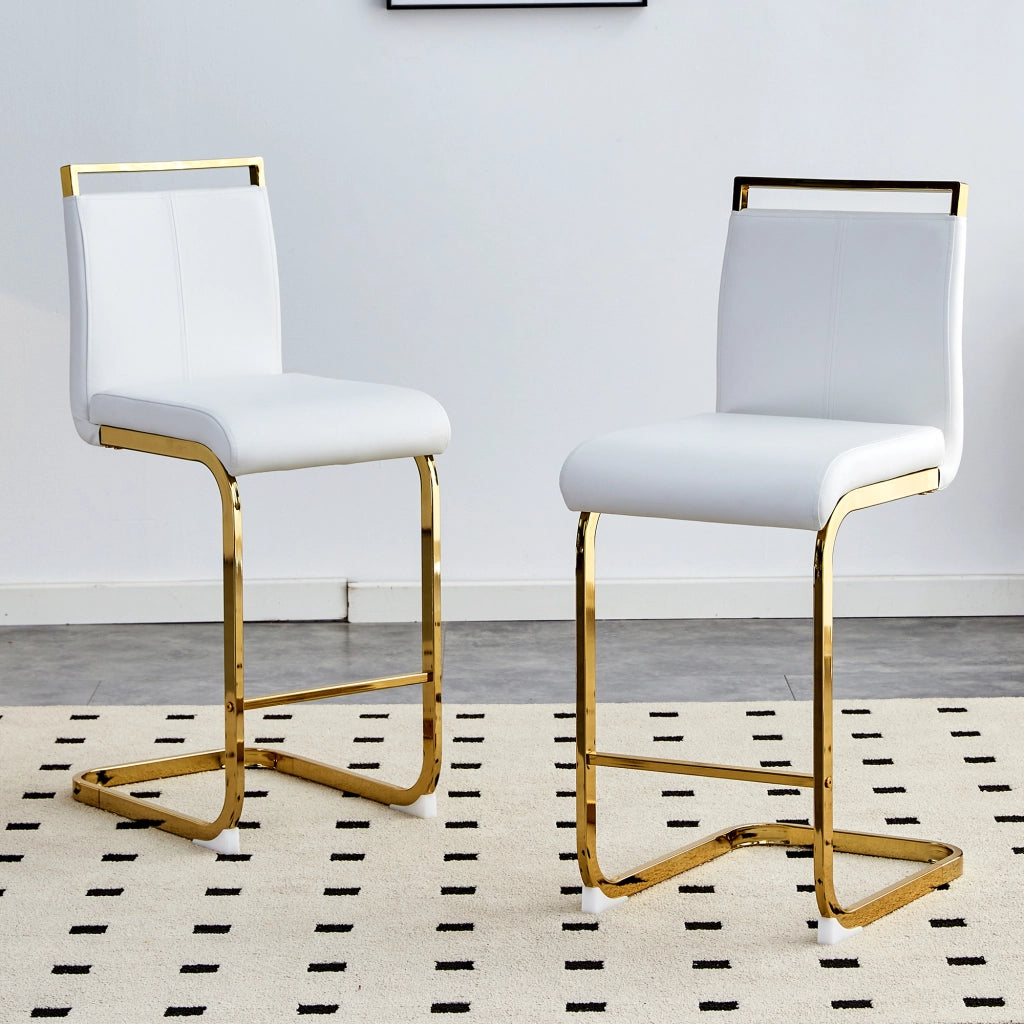 SGABELLO ALTO Set da 2 pezzi 96,5 cm PU bianco e oro