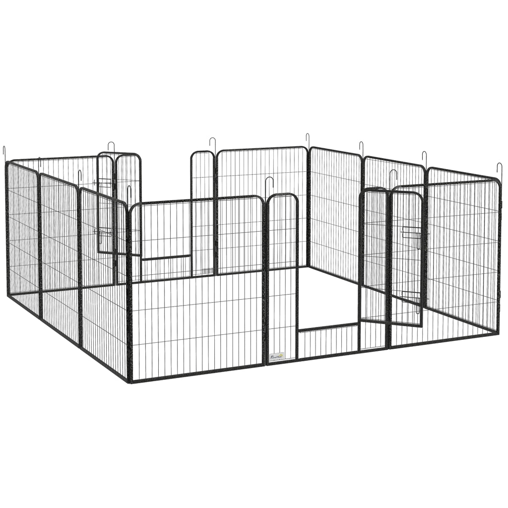 Recinto per Cani a 12 Pannelli Modulabili da 80x100 cm Pieghevole con Porta in Acciaio e 12 Picchetti Grigio