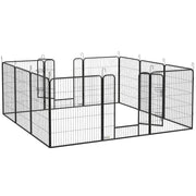 Recinto per Cani a 12 Pannelli Modulabili da 80x100 cm Pieghevole con Porta in Acciaio e 12 Picchetti Grigio