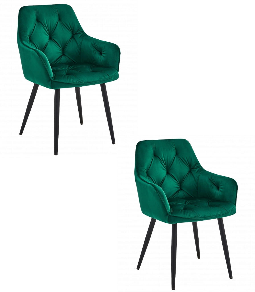Sedia VALORA LUKK - Elegante velluto verde scuro per soggiorno x 2