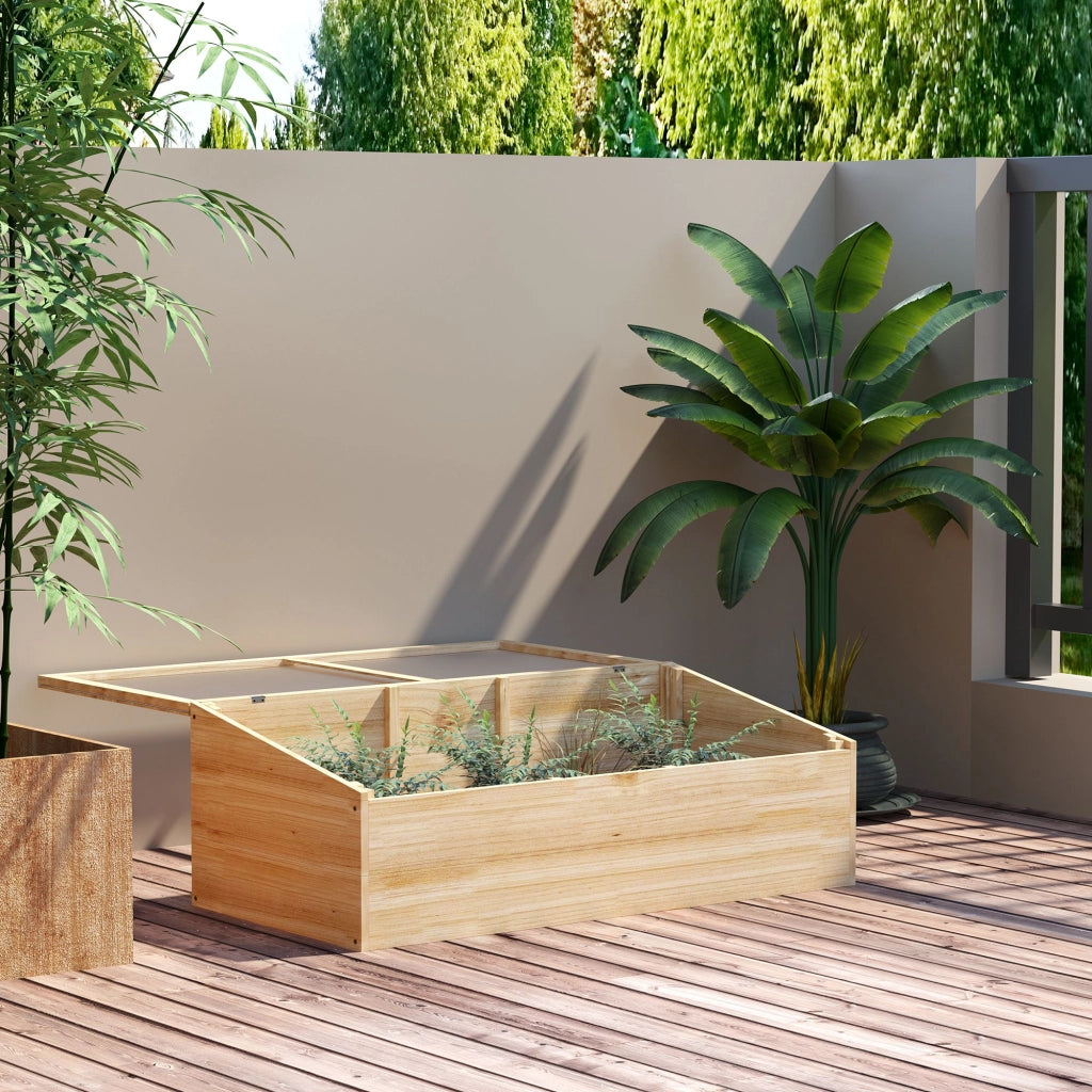 Serra da giardino in legno per piante e orto - Xylo - 100x50x35 cm naturale abete