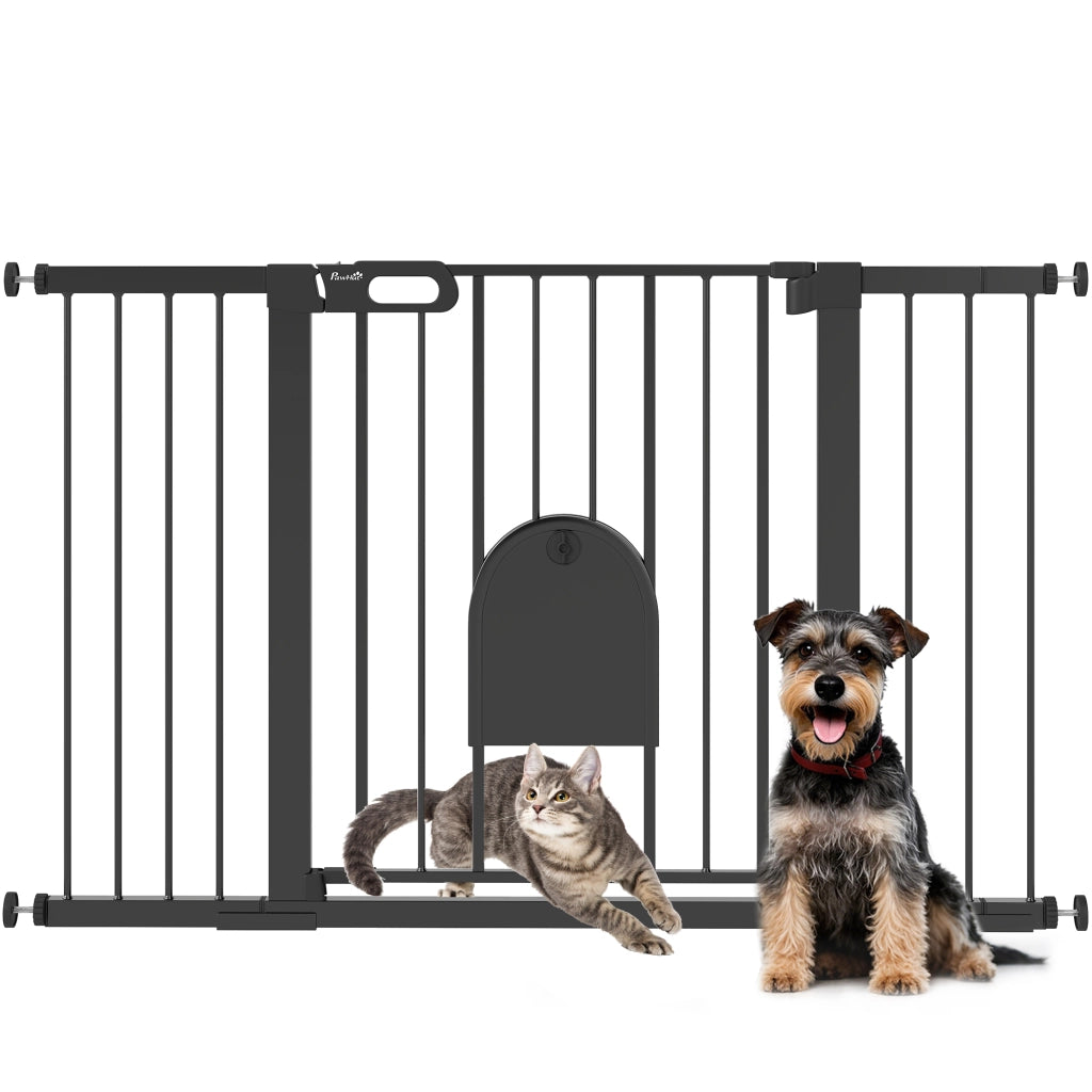 Barriera di Sicurezza per Cani con Porta ¨C Zephmum ¨C Nero 75-131 cm