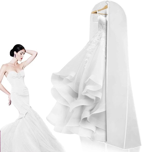 Hoes per abito da sposa 180 cm - ademante e anti-stoffa - bianca - con chiusura a raccordo - protezione per abiti da sposa, abiti da sera e lunghe giacche