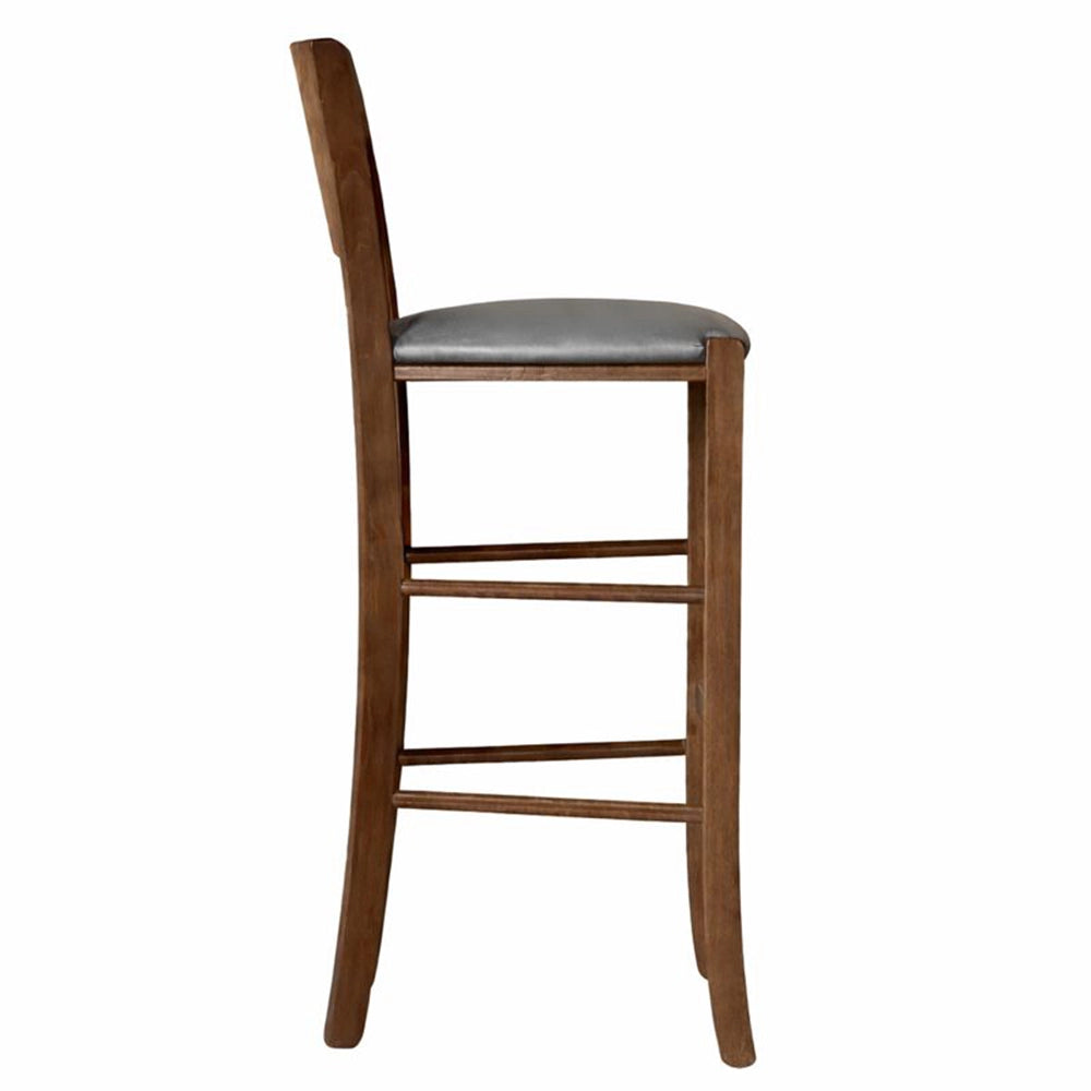 Sgabello alto bar lucy in legno noce scuro h 73 con seduta grigio tortora