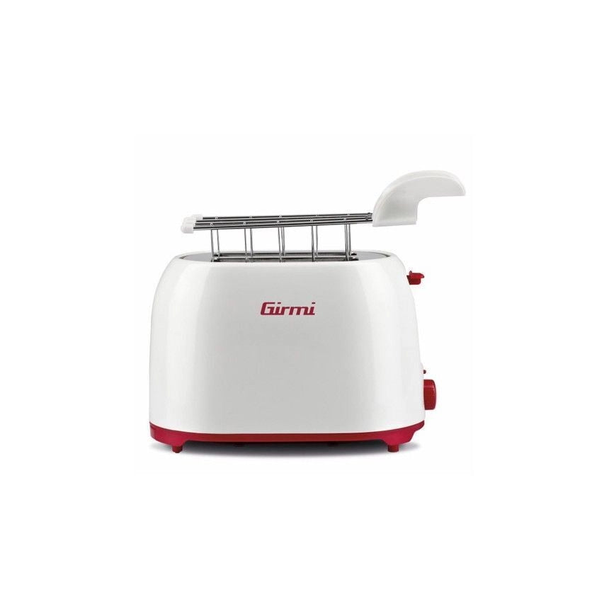 Girmi TP1001 Tostapane 2 Fette 750W 7 Livelli di Cottura Pinze Estraibili Inox Funzione Tostafetta Raccogli Briciole colore Bianco Rosso