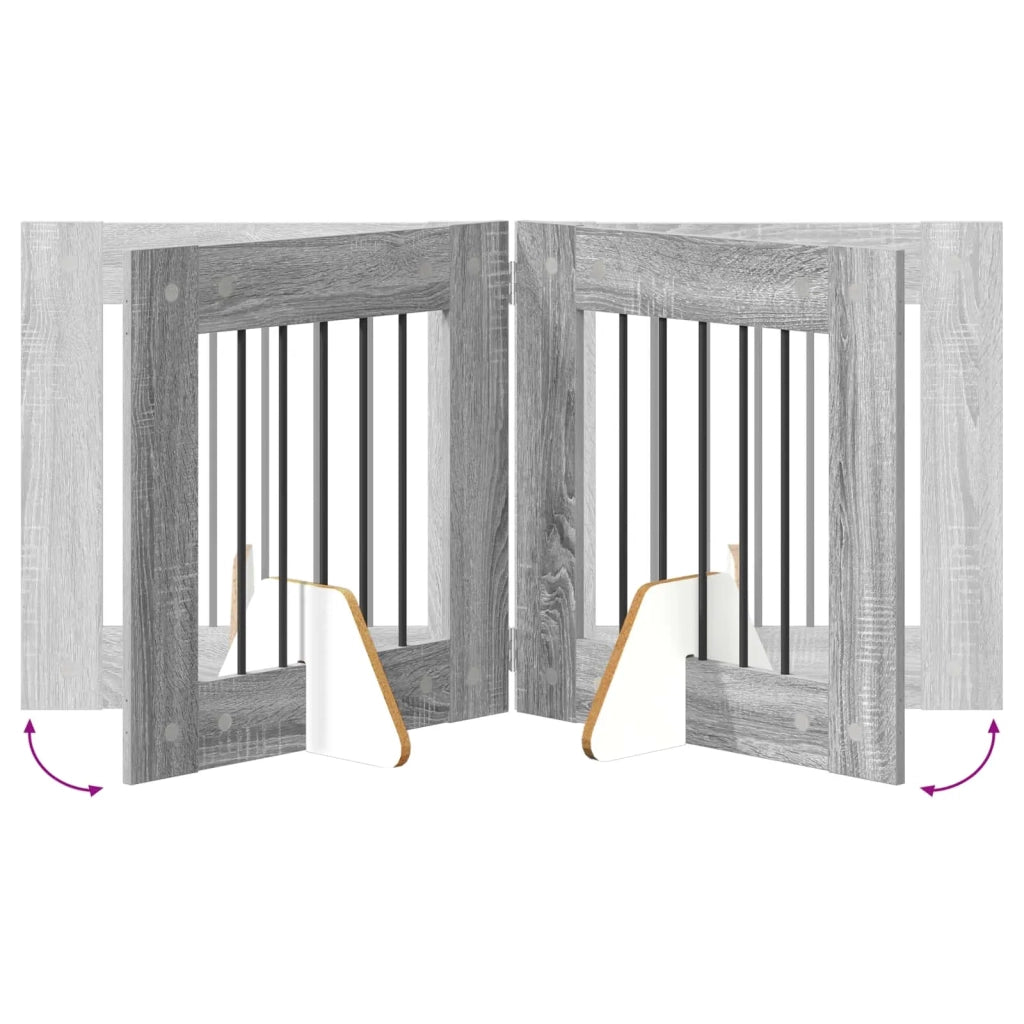 Cancello per cani pieghevole con supporti 6 pz Sonoma grigio 892160