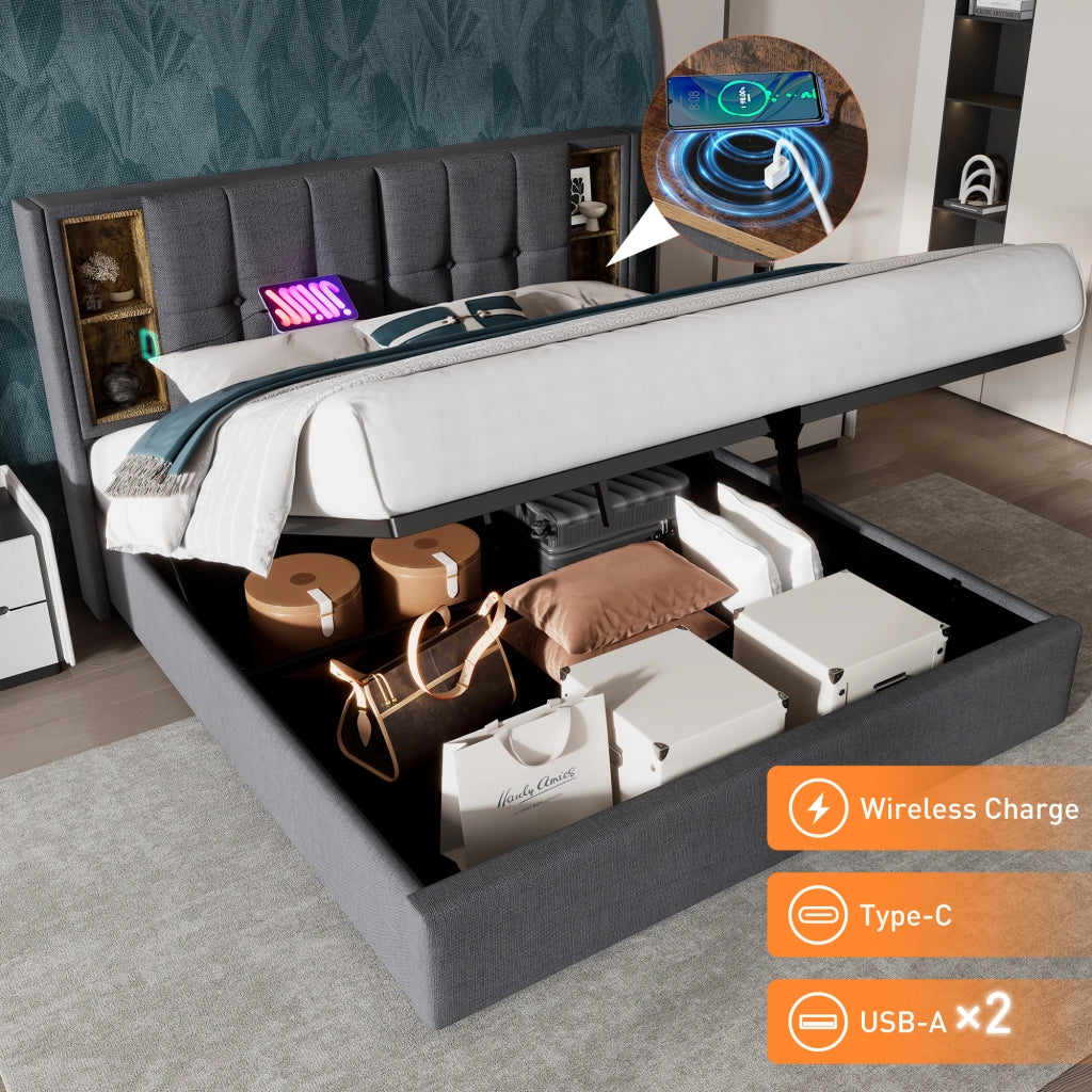 letto imbottito cotone grigio 140 x 200 cm