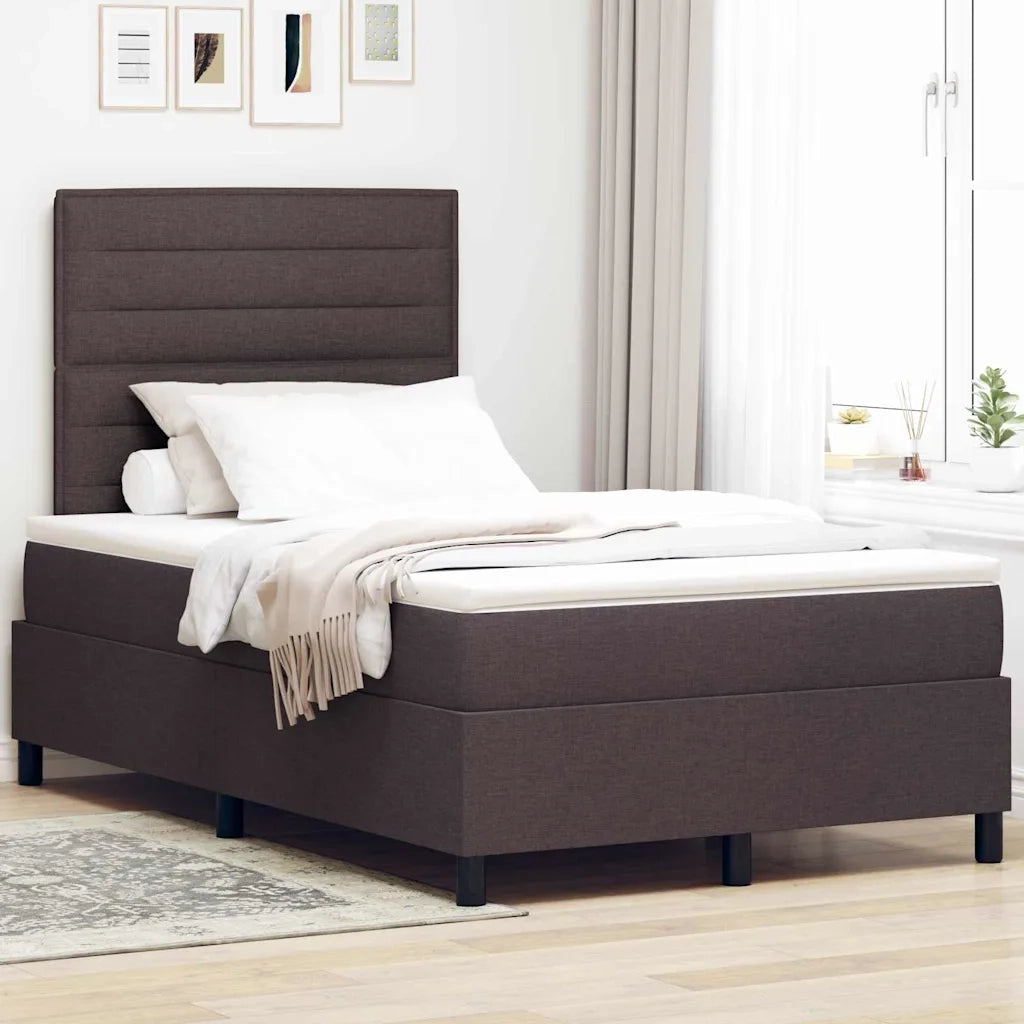 Letto a molle con materasso Marrone scuro 120 x 190 cm Tessuto