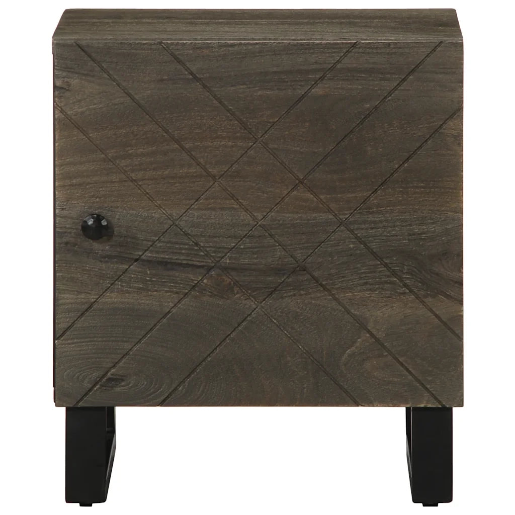 Comodino-Tavolino da notte Nero 40x33x46 cm in Legno Massello di Mango 519532