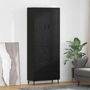 Credenza con Cassetto-Buffet-Armadio da cucina Rovere nero 69,5 x 34 x 180 cm 639587