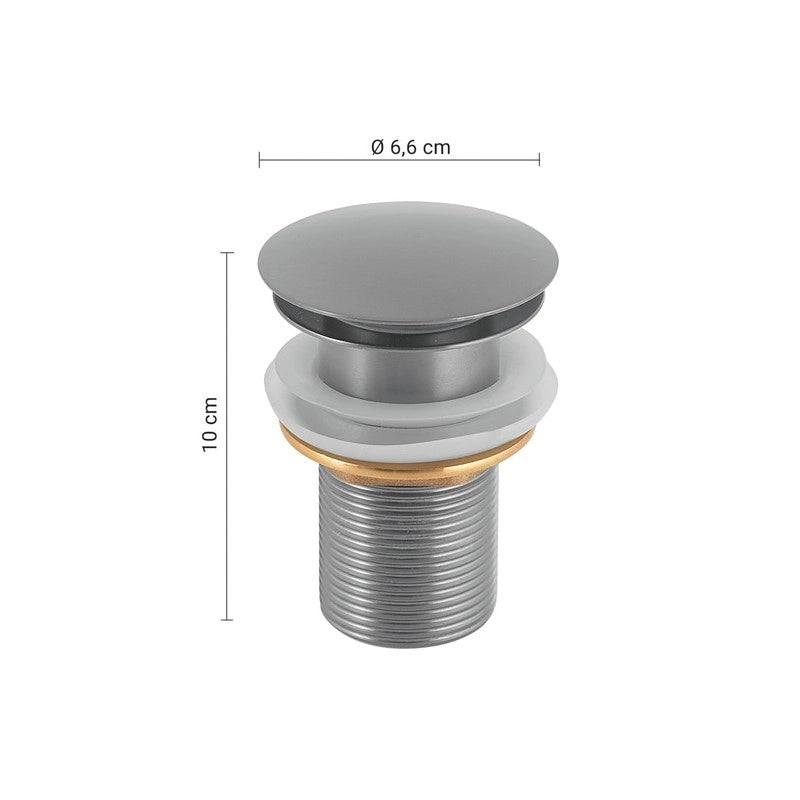 Piletta clic clac 02 in acciaio inox spazzolato universale 9-10 x 6 x 6 cm