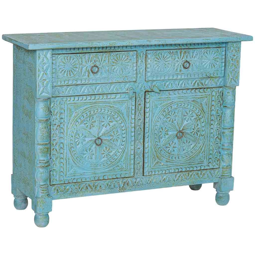 Credenza in legno blu 120x40x90 cm