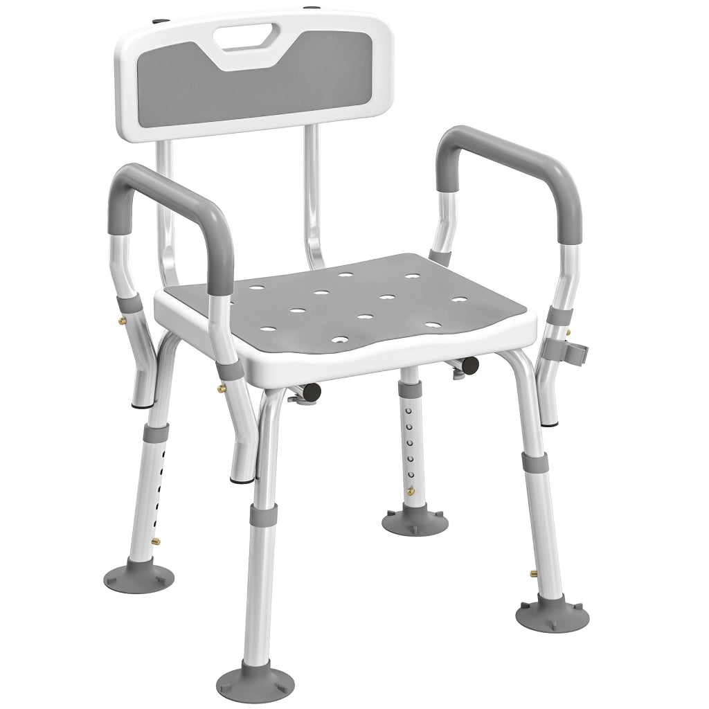 Sgabello da doccia ergonomico regolabile ¨C Xylo ¨C bianco e grigio 56,5x53,5x87 cm