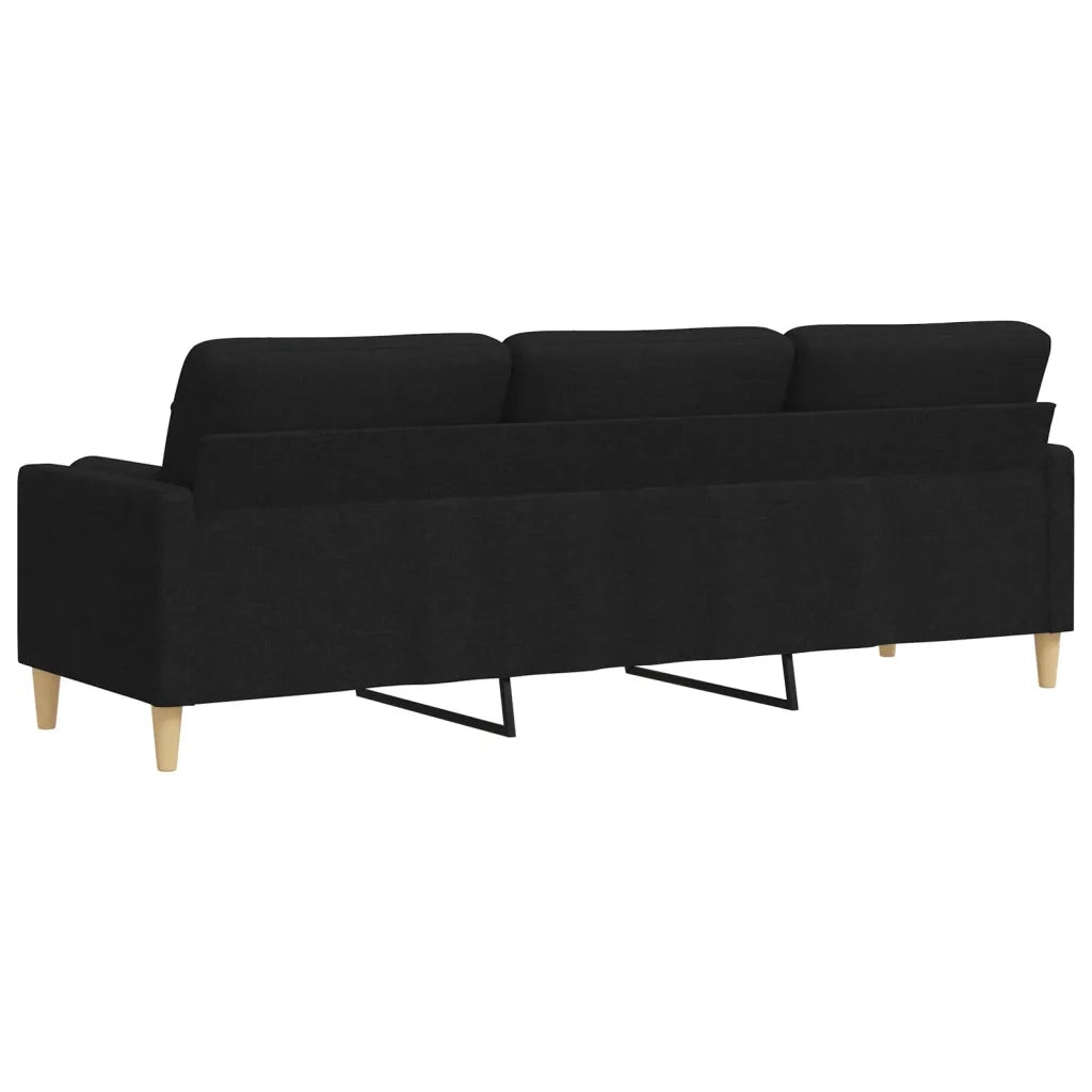 Divano a 3 Posti con Cuscini Nero 210 cm in Tessuto 3278205