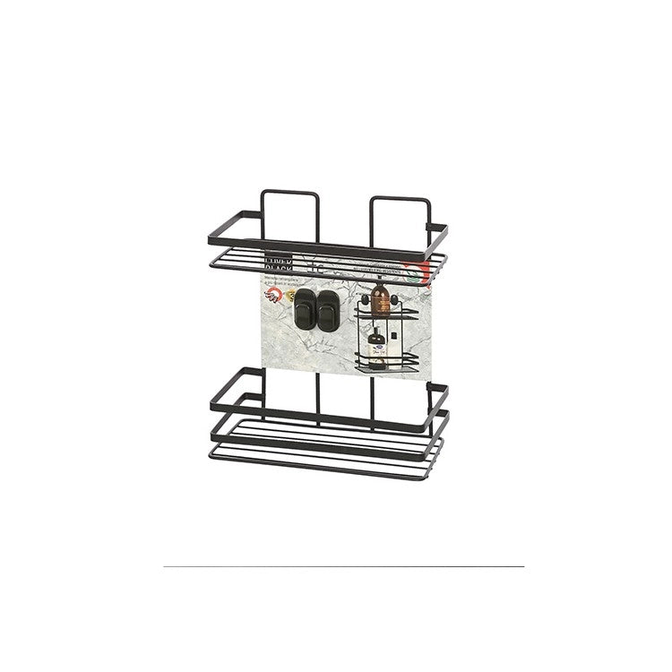 Mensola doccia rettangolare 2 ripiani in acciaio nero opaco Linea Cover Black Feridras