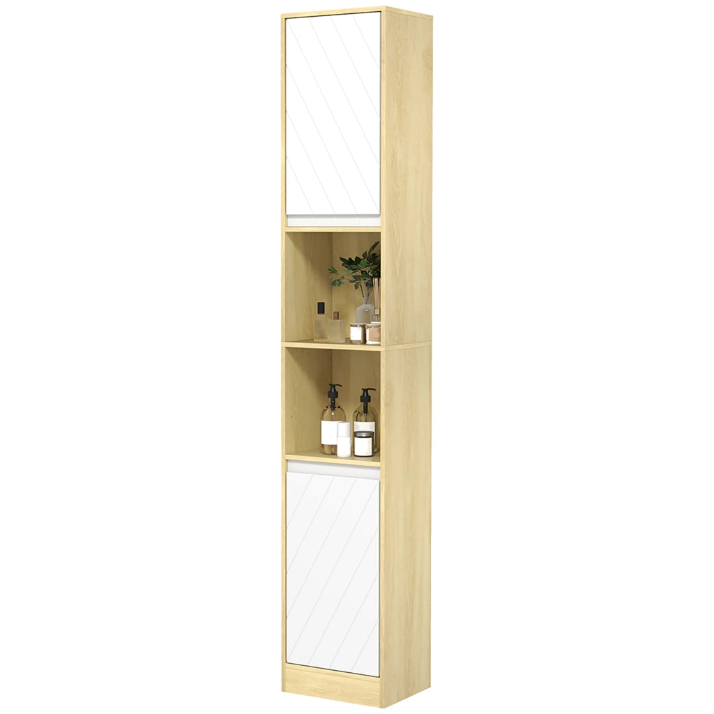 Mobile colonna bagno 2 ante rovere chiaro bianco ¨C Xylo ¨C 30x24x170 cm ripiani salvaspazio