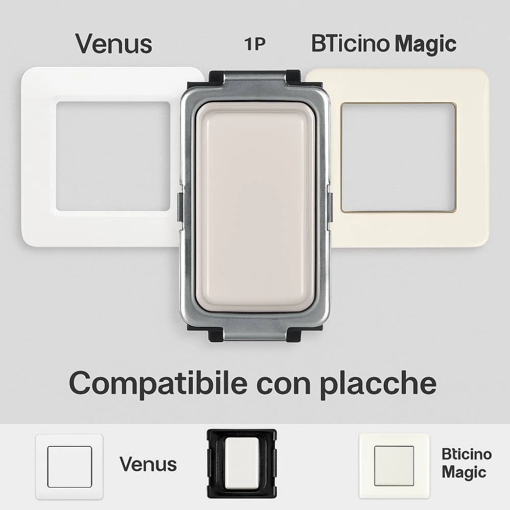 Interruttore unipolare marlanvil venus 16a bianco elegante e compatto
