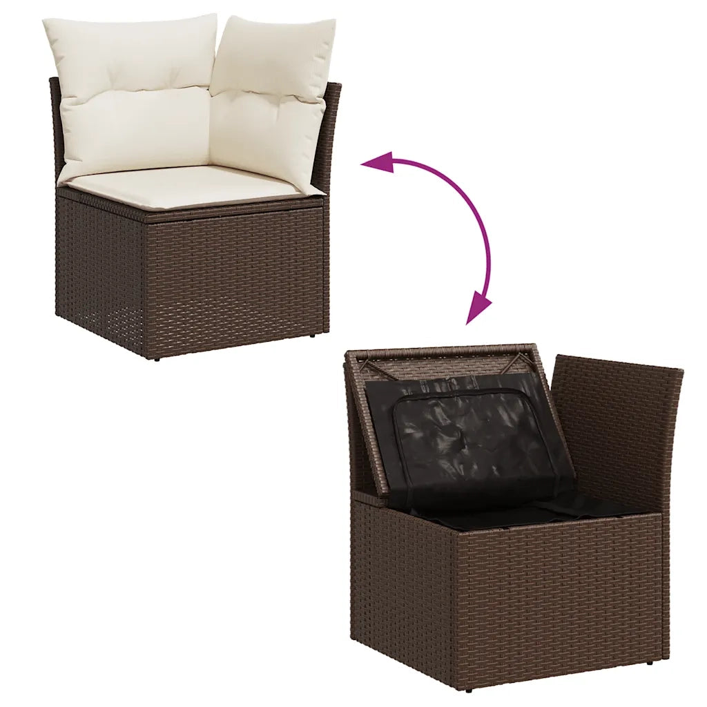 Set Divano da Giardino 6 pz con Cuscini Marrone in Polyrattan 3326324