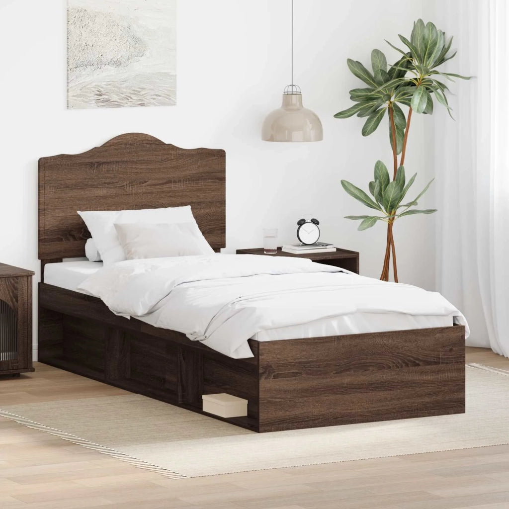 Letto singolo | Letto per adulti | Struttura del letto Rovere Marrone 90 x 200 cm Pino massello