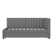 Letto estraibile singolo 90×200 cm con rete e struttura imbottita in velluto; senza materasso; grigio
