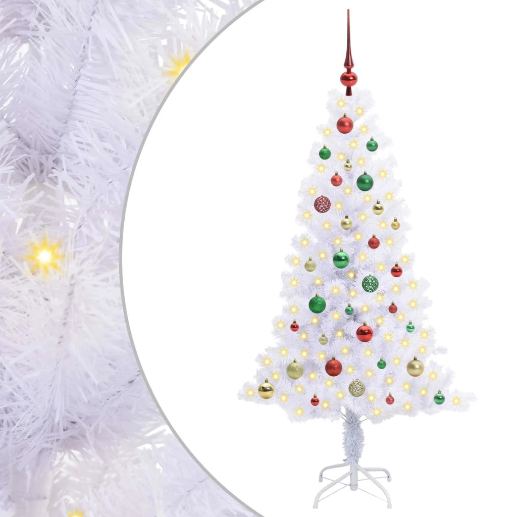 Albero di Natale Artificiale-Albero Natalizio Bianco 150 cm PVC e Acciaio 100672